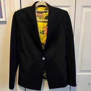 Ted Baker Black Blazer with Yellow Floral Inner Lining size TB4
